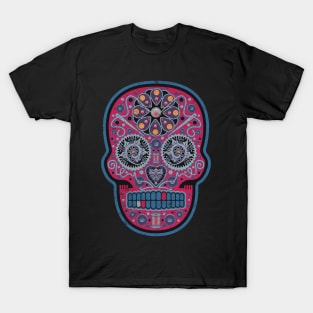 Mexican Sugar Skull Masochistic Black Cherry T-Shirt